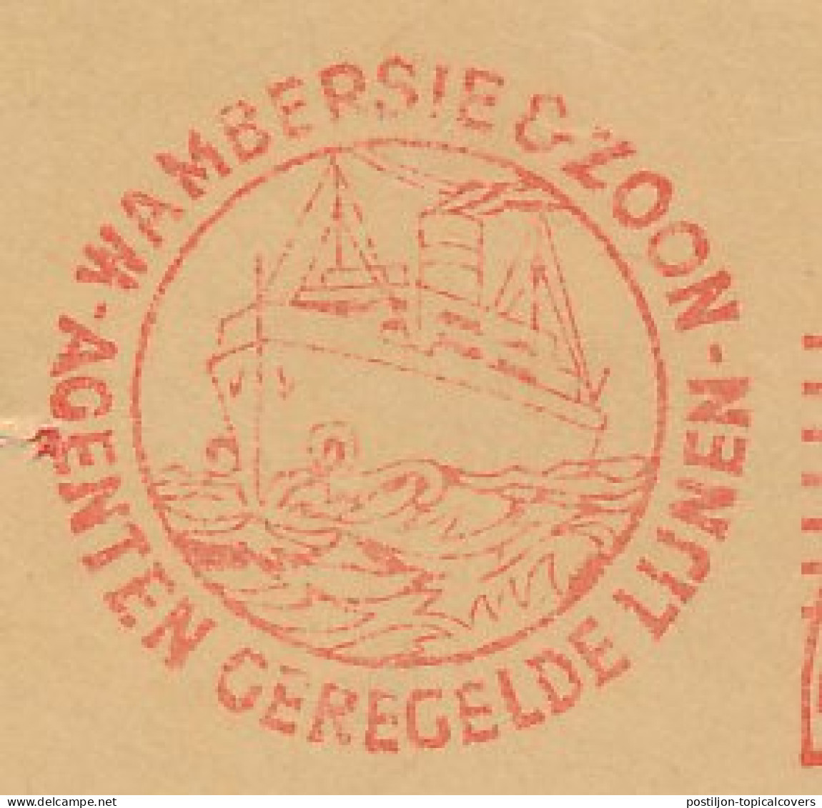 Meter Cover Netherlands 1963 - Hasler 400 Shipping Company Wambersie - Barcos