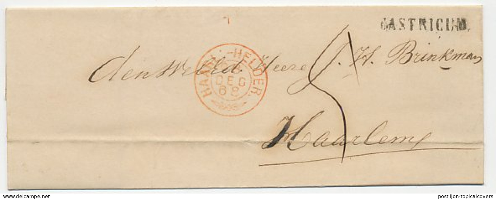 Trein Takjestempel Haarlem - Helder 1868 - Lettres & Documents