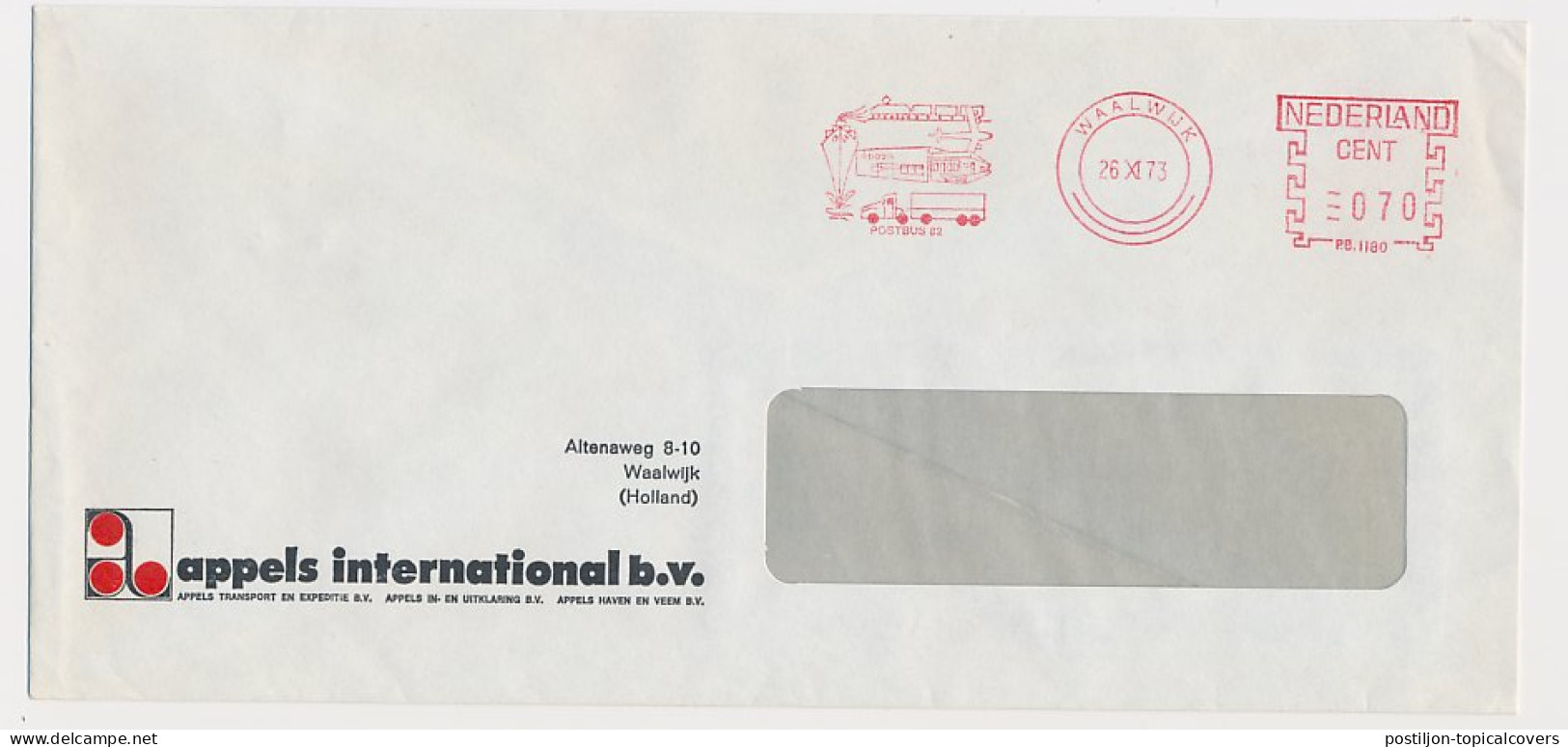 Meter Cover Netherlands 1973 Transport - Expedition - Train - Airplane - Ship - Waalwijk - Other & Unclassified