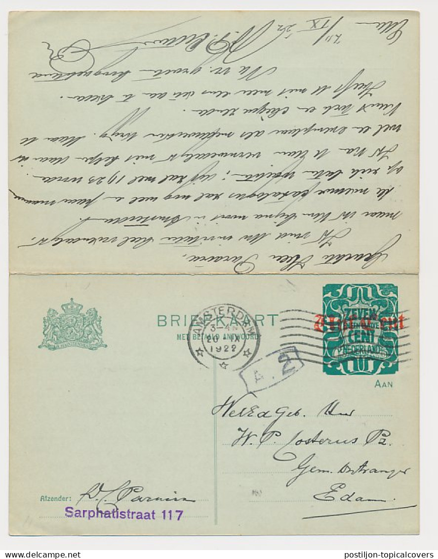 Briefkaart G. 182 I Amsterdam - Edam 1922 V.v. - Postal Stationery