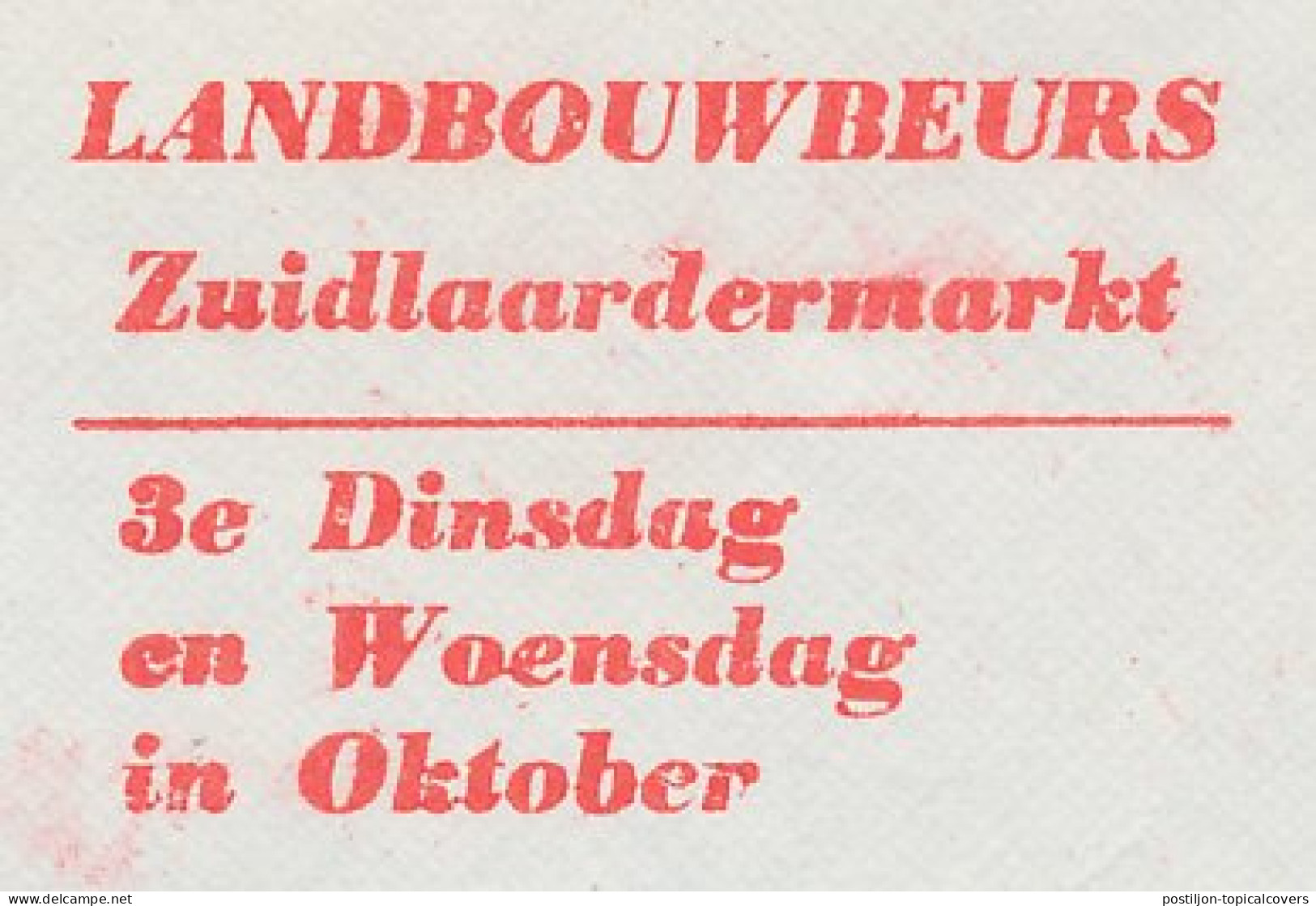 Meter Cover Netherlands 1968 Agricultural Fair - Agricultura