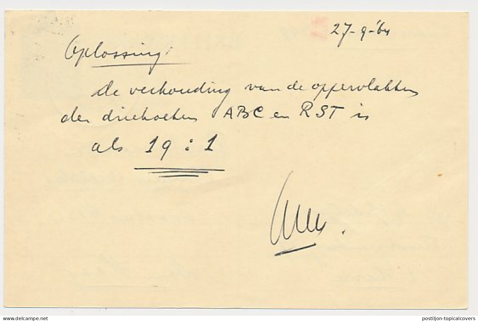 Briefkaart G. 325 / Bijfrankering T Harde - Den Haag 1964 - Postal Stationery