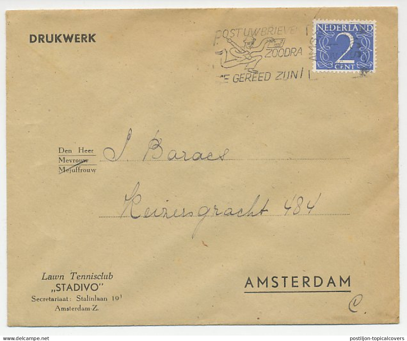 Envelop Amsterdam 1949 - Lawn Tennisclub - Ohne Zuordnung