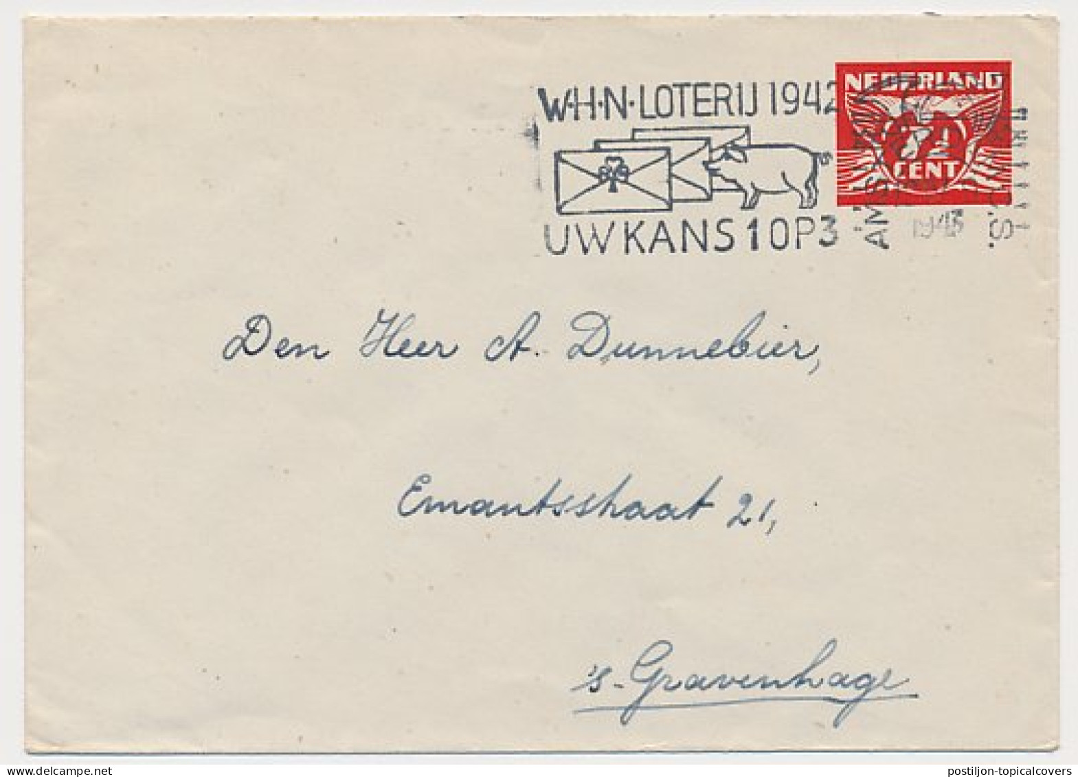 Envelop G. 29 A Amsterdam - Den Haag 1943 - Postal Stationery
