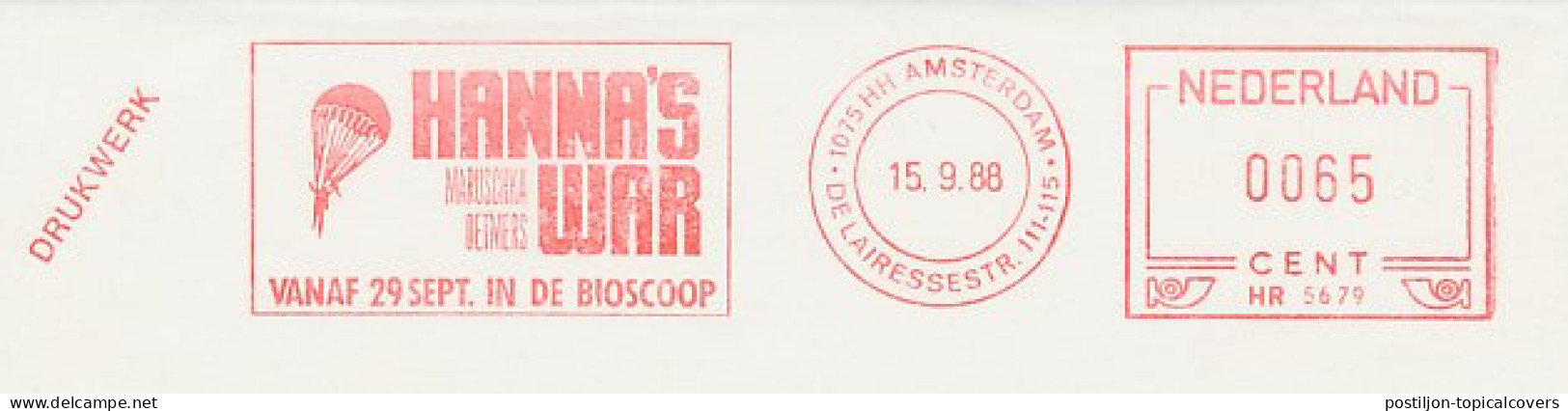 Meter Cut Netherlands 1988 Hanna S War - Movie - Parachute - Hannah Senesh - Martyr  - Non Classificati