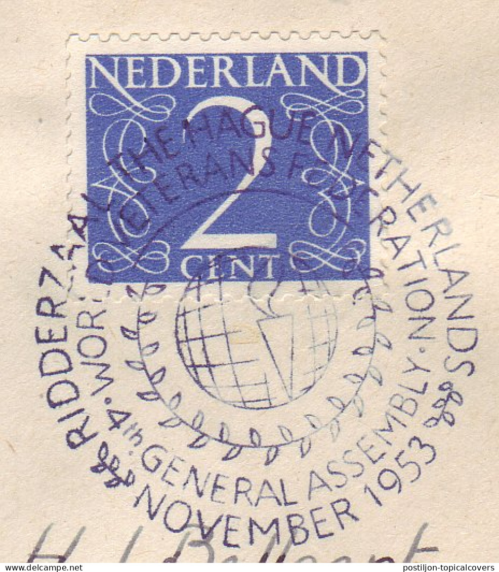 Cover / Postmark Netherlands 1953 World Veterans Federation - Militares