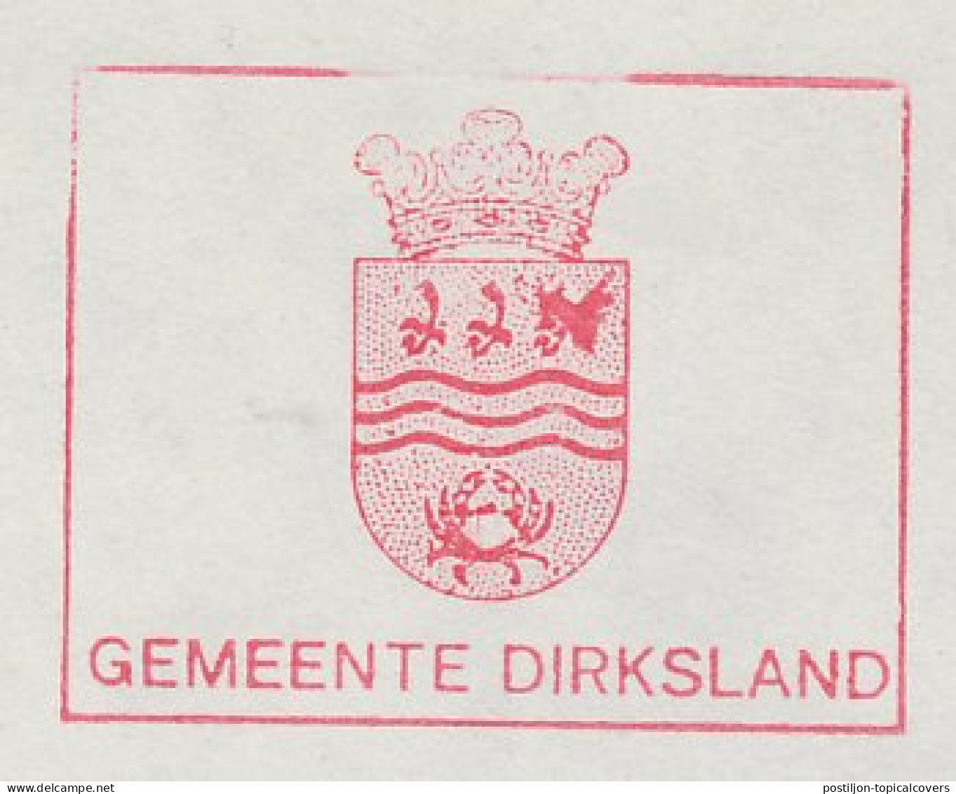 Meter Cover Netherlands 1970 Crab - Municipal Coat Of Arms Dirksland - Maritiem Leven