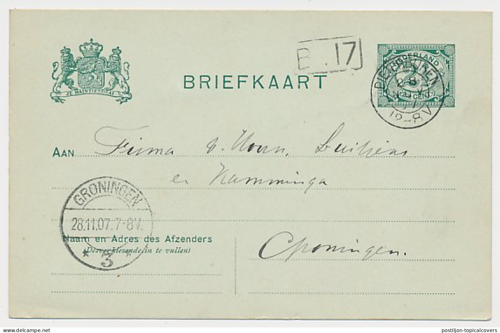 Kleinrondstempel Pieterburen 1907 - Ohne Zuordnung