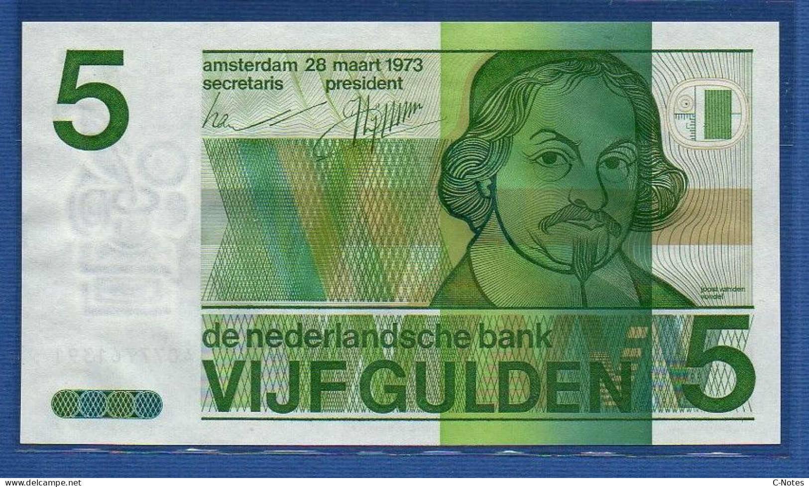 NETHERLANDS  - P.95 – 5 Gulden 1993 UNC,  S/n 4077761391 - 5 Gulden