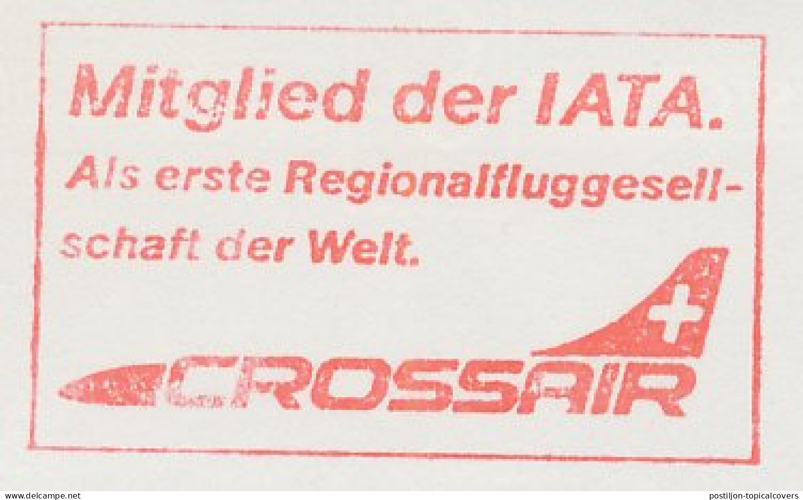 Meter Cut Switzerland 1986 Airplane - Crossair - Flugzeuge
