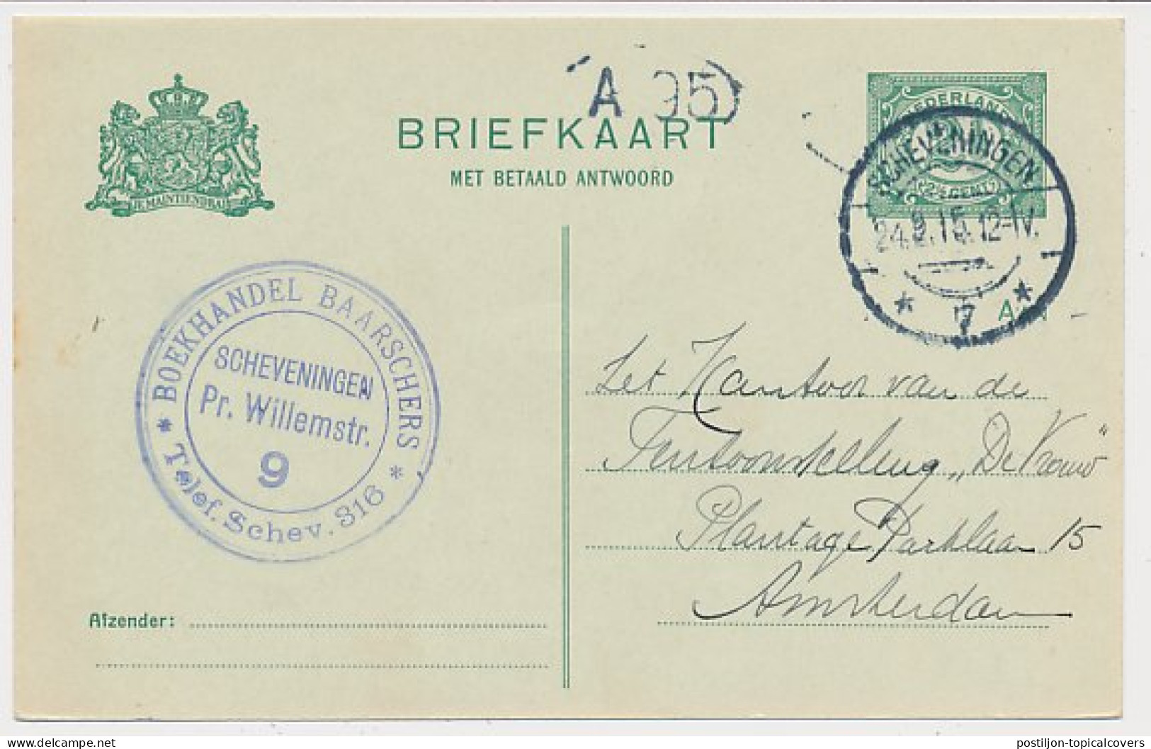 Briefkaart Scheveningen 1915 - Boekhandel - Unclassified