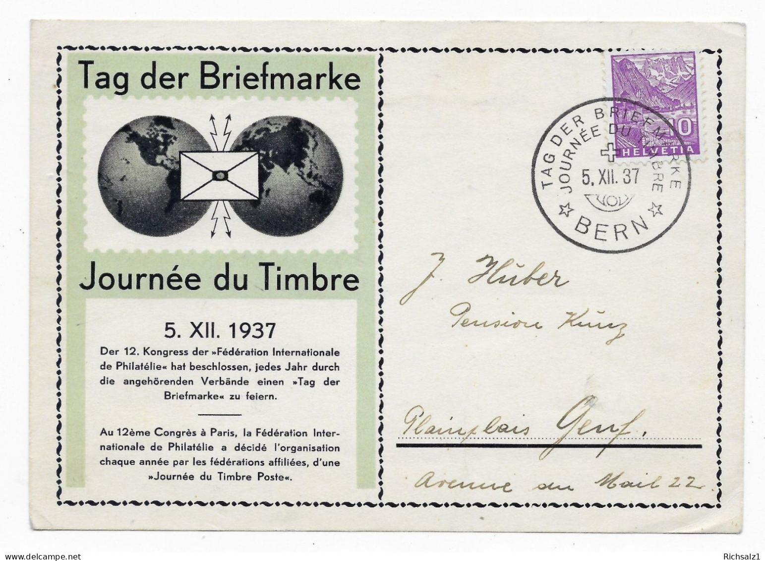 Karte Tag Der Briefmarke 1937 - Autres & Non Classés