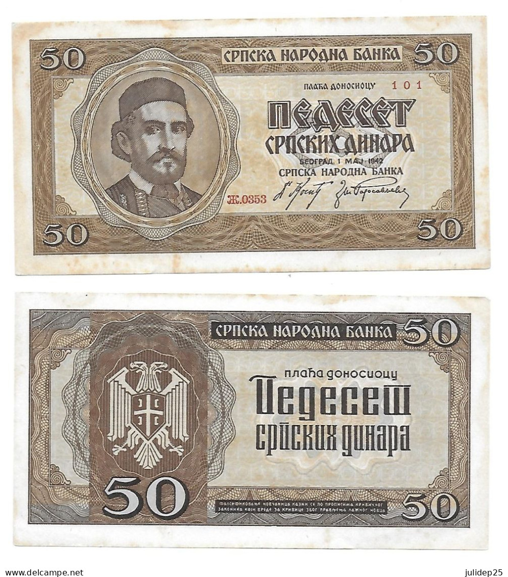 Serbie Serbia Yougoslavie Yugoslavia 50 Dinara 1942 AUNC / UNC / NEUF - Servië