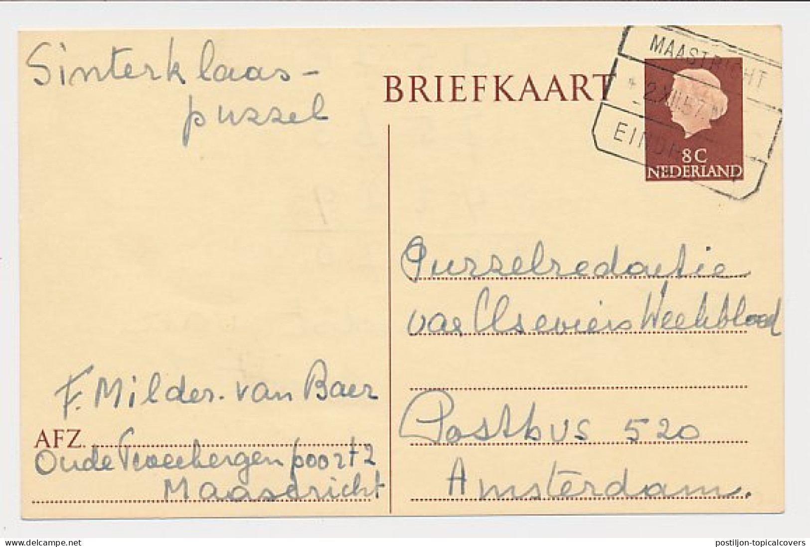 Treinblokstempel : Maastricht - Eindhoven N 1957 - Non Classés