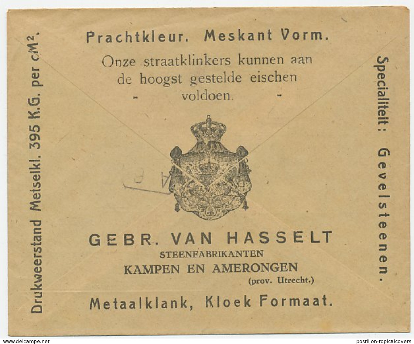 Firma Envelop Kampen 1924 - Stoomsteenfabriek - Ohne Zuordnung