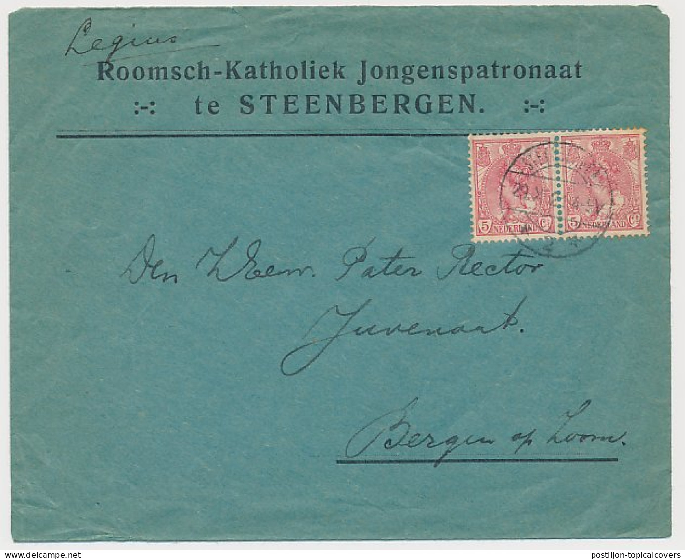 Envelop Steenbergen 1921 - Rooms Katholiek Jongenspatronaat - Unclassified