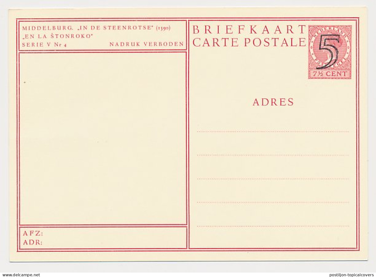 Briefkaart G. 284 L - Middelburg - Ganzsachen