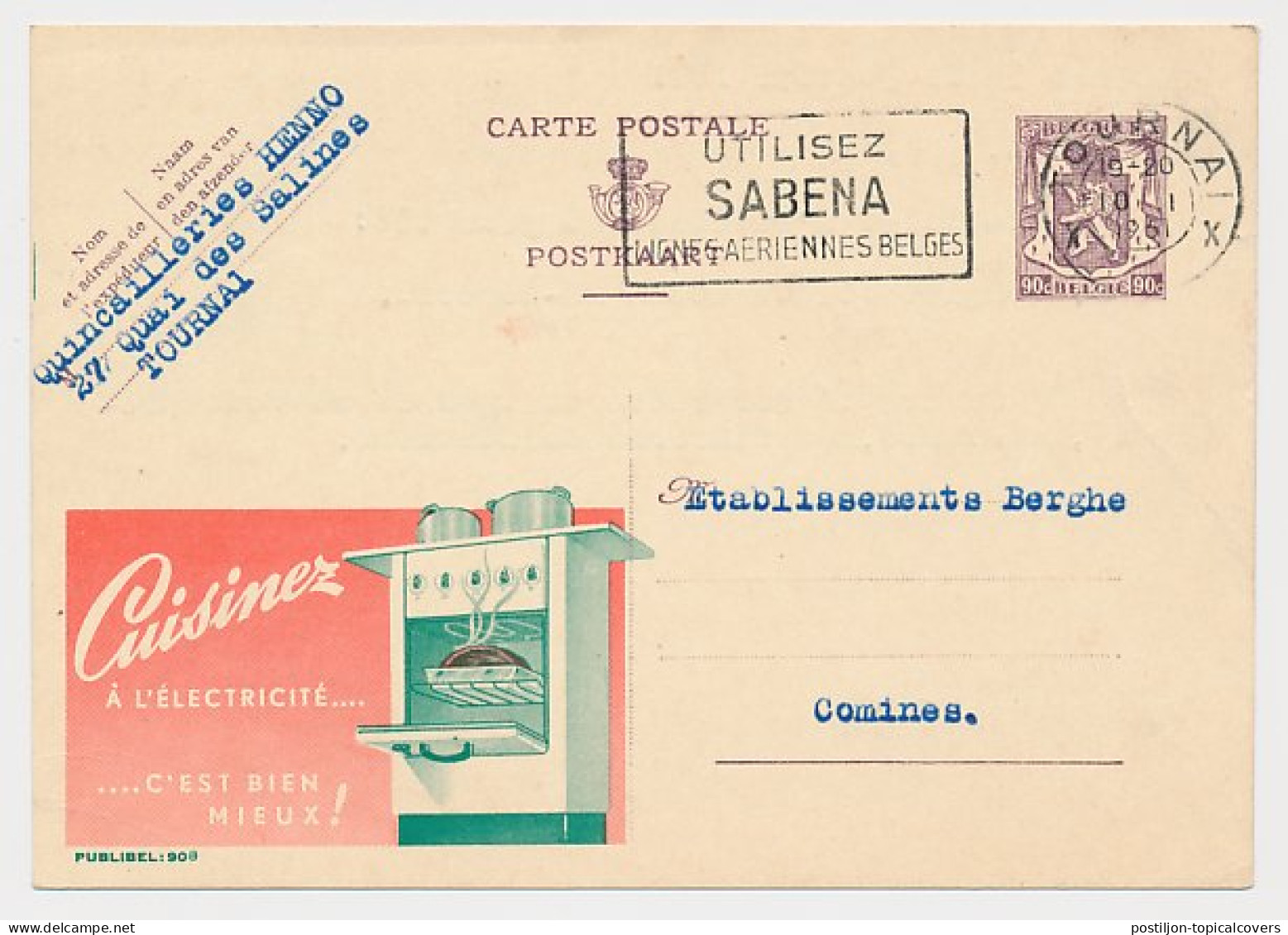 Publibel - Postal Stationery Belgium 1951 Oven - Stove - Unclassified