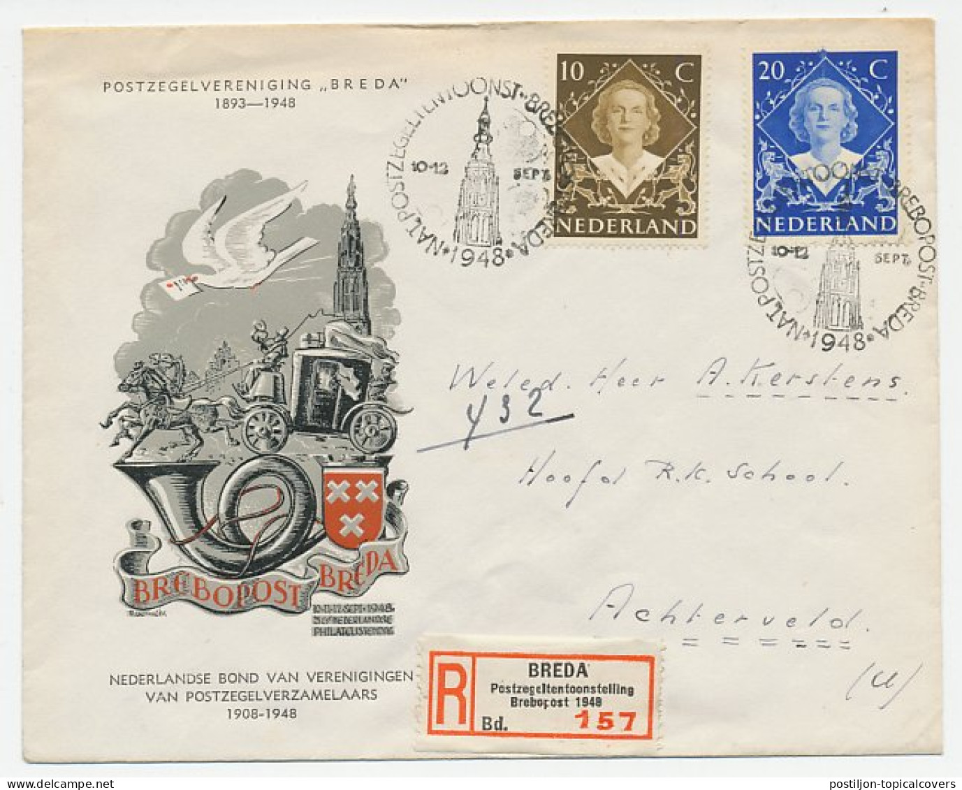 Aangetekend Breda 1948 - Postzegeltentoonstelling Brebopost - Non Classés