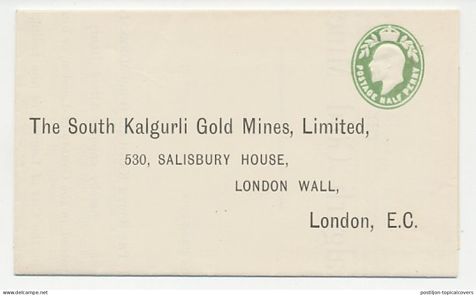 Postal Stationery GB / UK 191 - Privately Printed The South Kalgurli Gold Mines - Complete Letter - Altri & Non Classificati