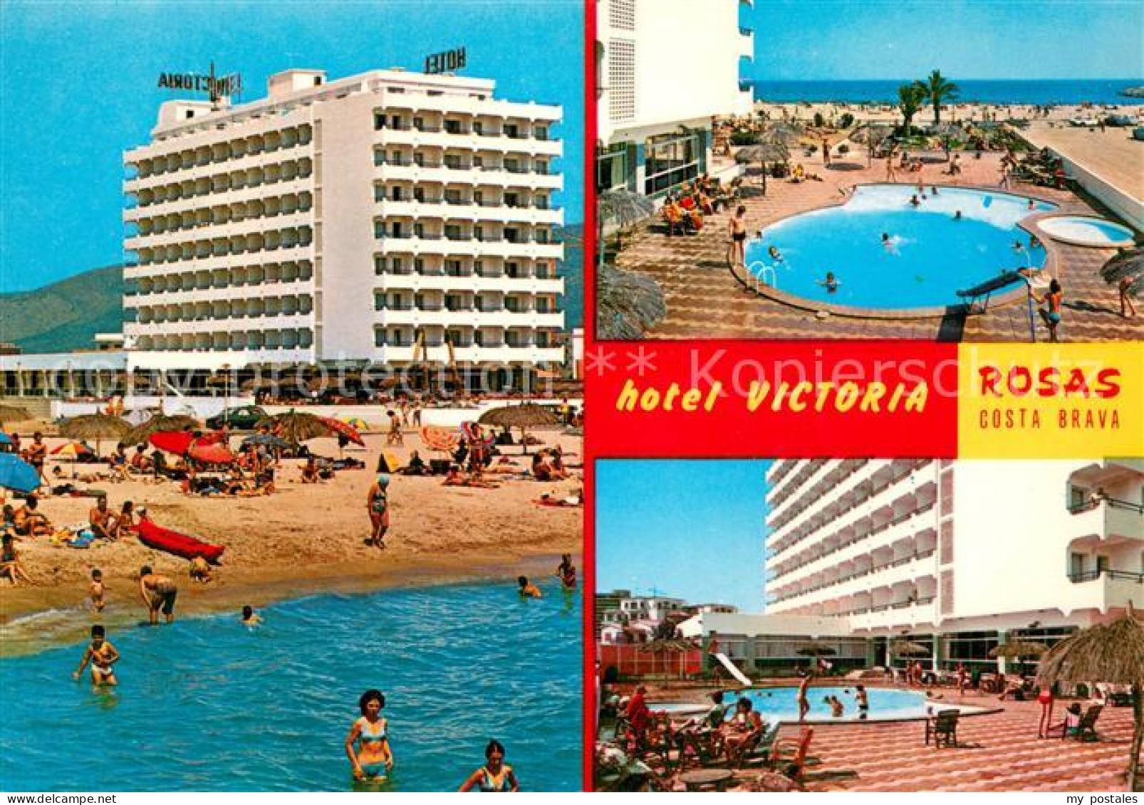 73753175 Rosas Costa Brava Cataluna Hotel Victoria Pool Strandpartie Rosas Costa - Sonstige & Ohne Zuordnung