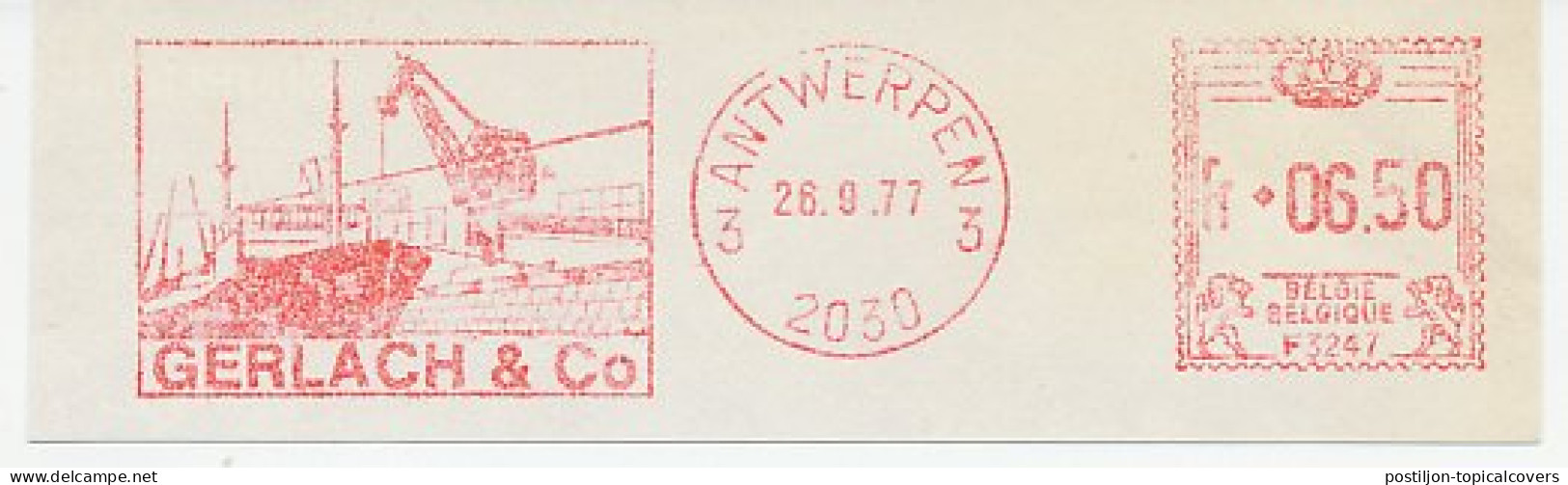 Meter Cut Belgium 1977 Ship - Freighter  - Sonstige & Ohne Zuordnung
