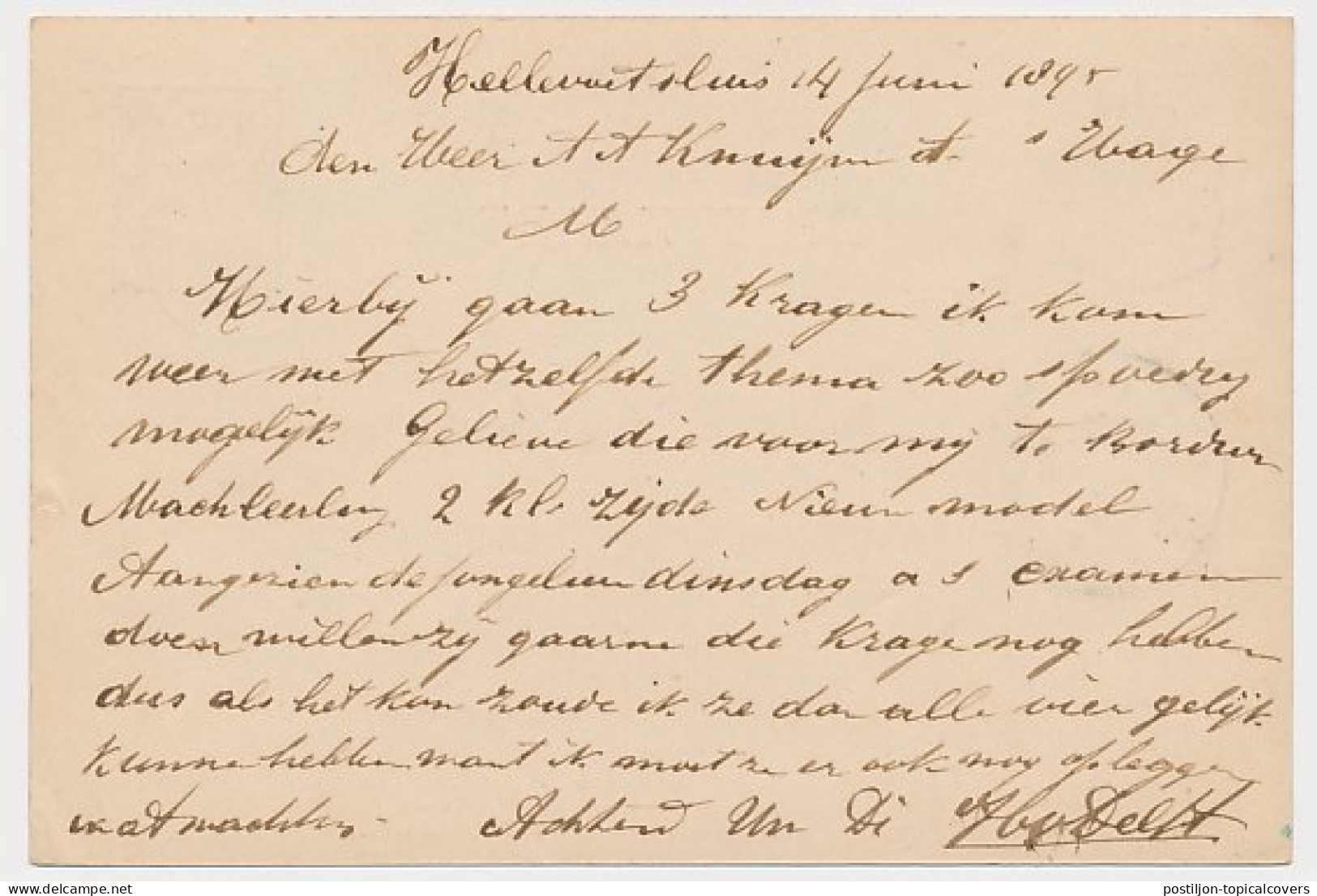 Trein Kleinrondstempel Vlaardingen - Hellevoetsluis A 1895 - Cartas & Documentos