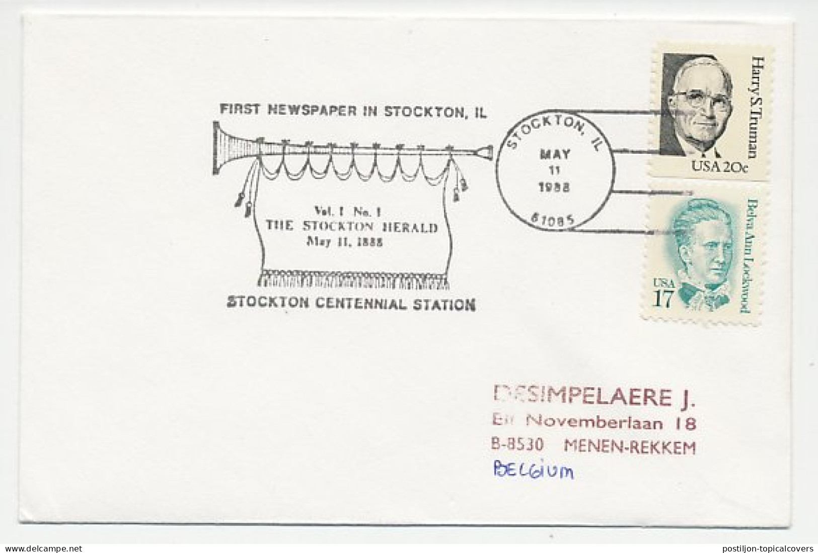 Cover / Postmark USA 1988 The Stockton Herald - Newspaper - Unclassified