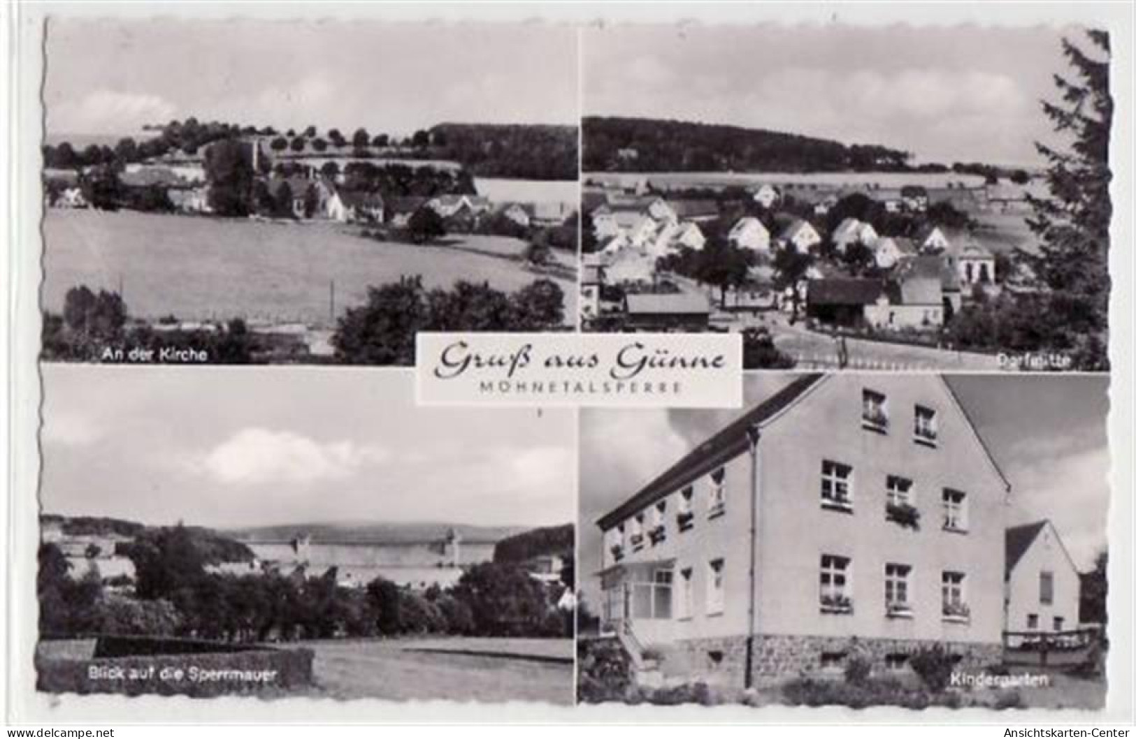 39064605 - Guenne, 4 Abbildungen Mit Kindergarten Und Partie A.d. Kirche Gelaufen, Mit Stempel Von 1964, Marke Entfernt - Andere & Zonder Classificatie