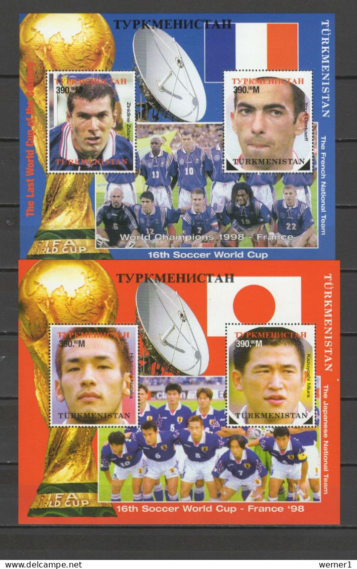 Turkmenistan 1998 Football Soccer World Cup, Space 2 S/s MNH - 1998 – France