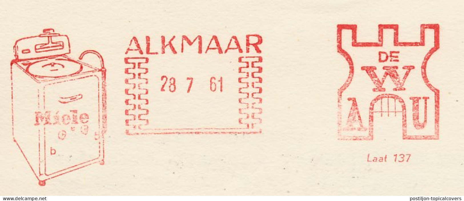 Meter Card Netherlands 1961 Washing Machine - Miele - Alkmaar - Sin Clasificación