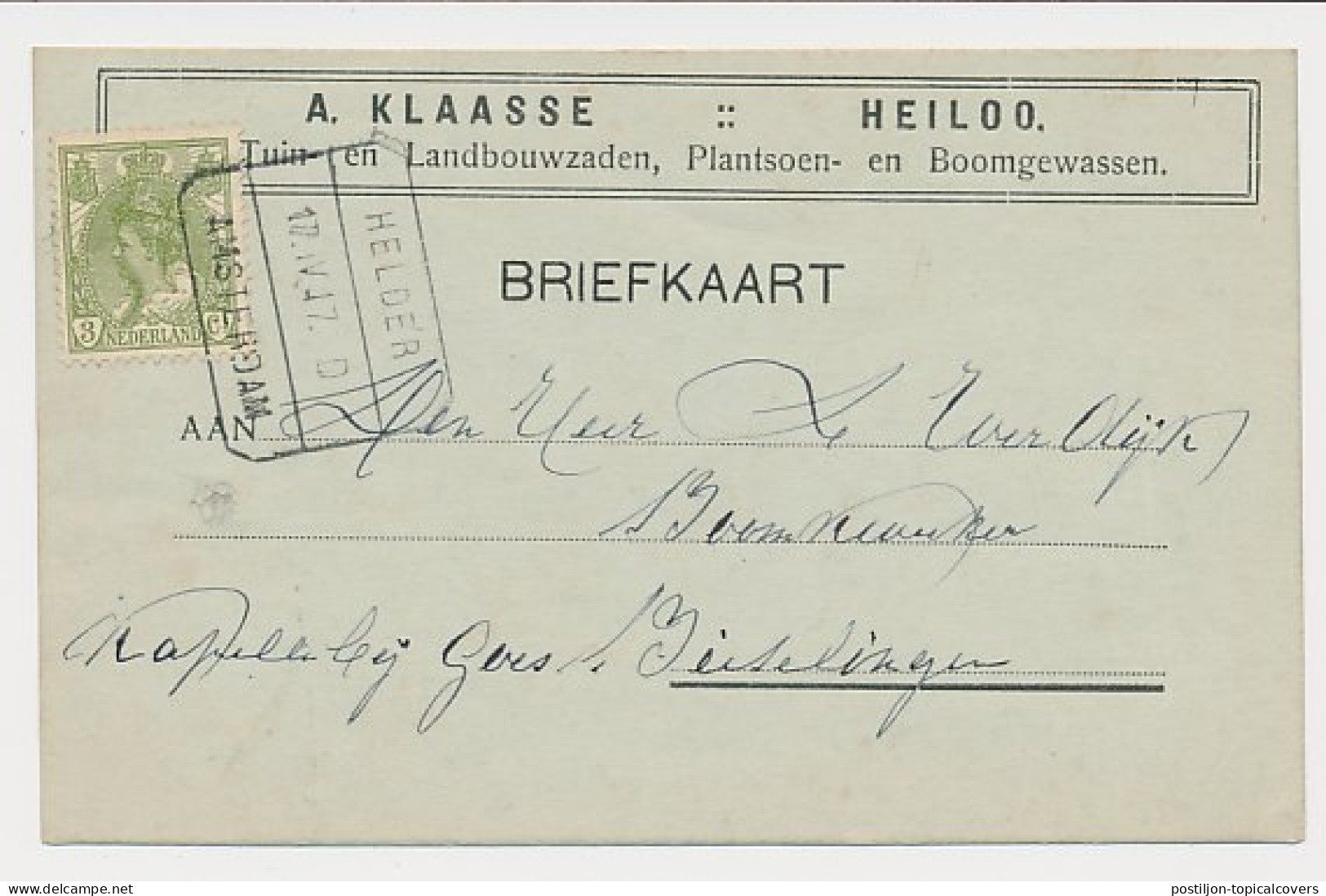 Treinblokstempel : Helder - Amsterdam D 1917 - Ohne Zuordnung