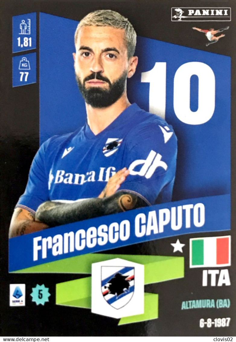 431 Francesco Caputo - Sampdoria - Panini Calciatori 2022-2023 Sticker Vignette - Italienische Ausgabe