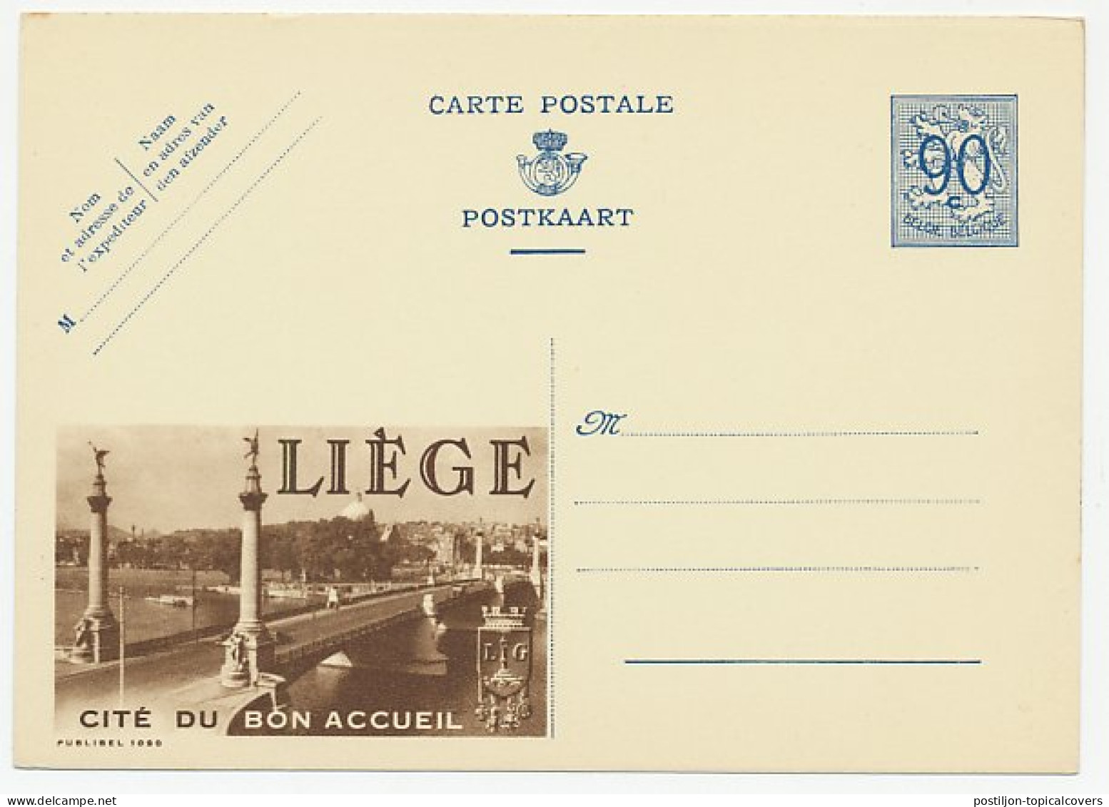 Publibel - Postal Stationery Belgium 1951 Bridge - Luik - Ponti