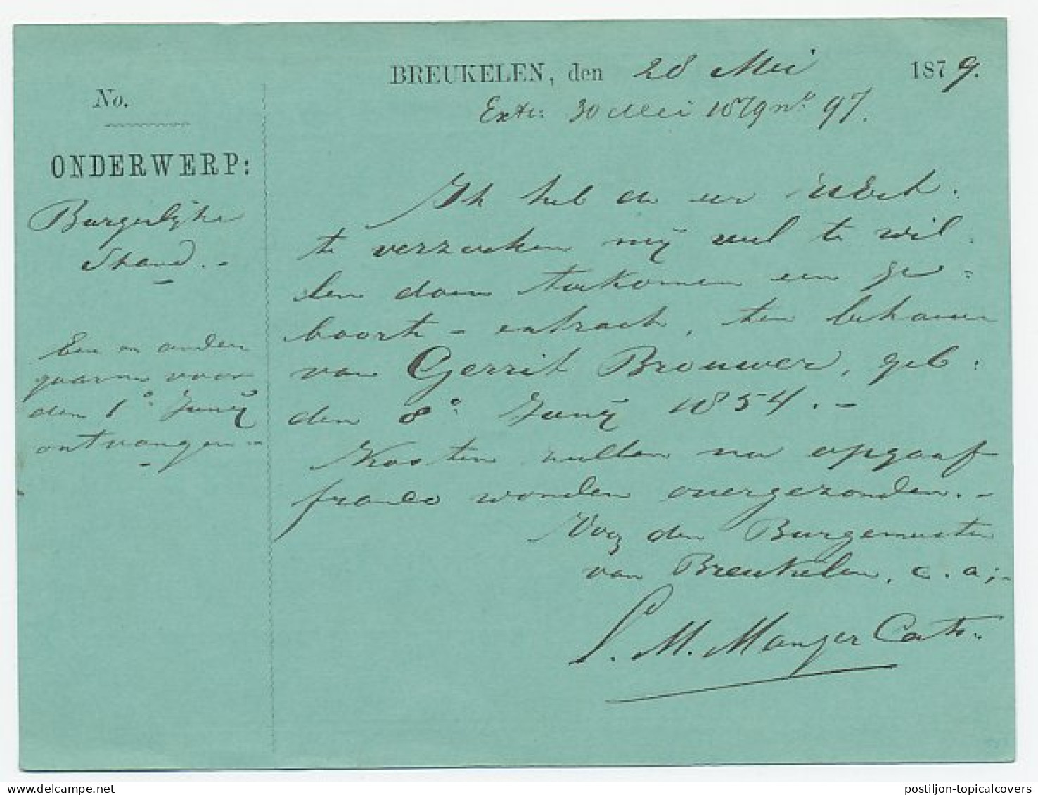 Naamstempel Breukelen 1879 - Briefe U. Dokumente
