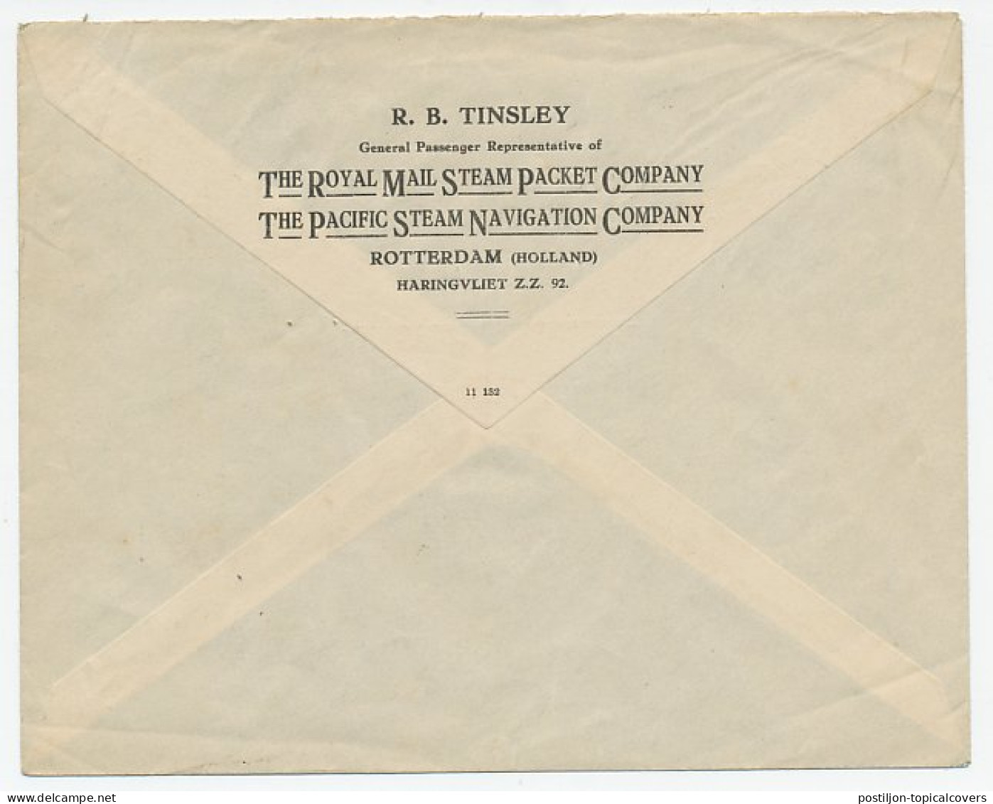 Firma Envelop The Royal Mail Steam Packet Comp. - Rotterdam 1924 - Non Classés