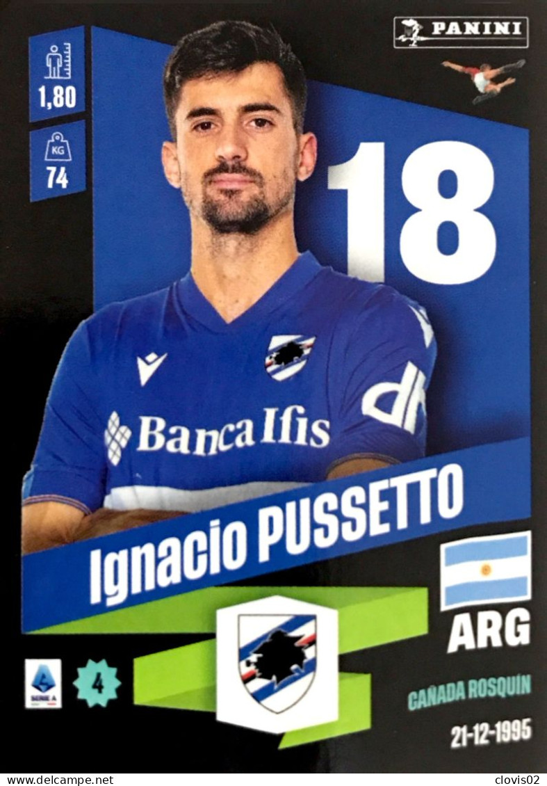 432 Ignacio Pussetto - Sampdoria - Panini Calciatori 2022-2023 Sticker Vignette - Italienische Ausgabe