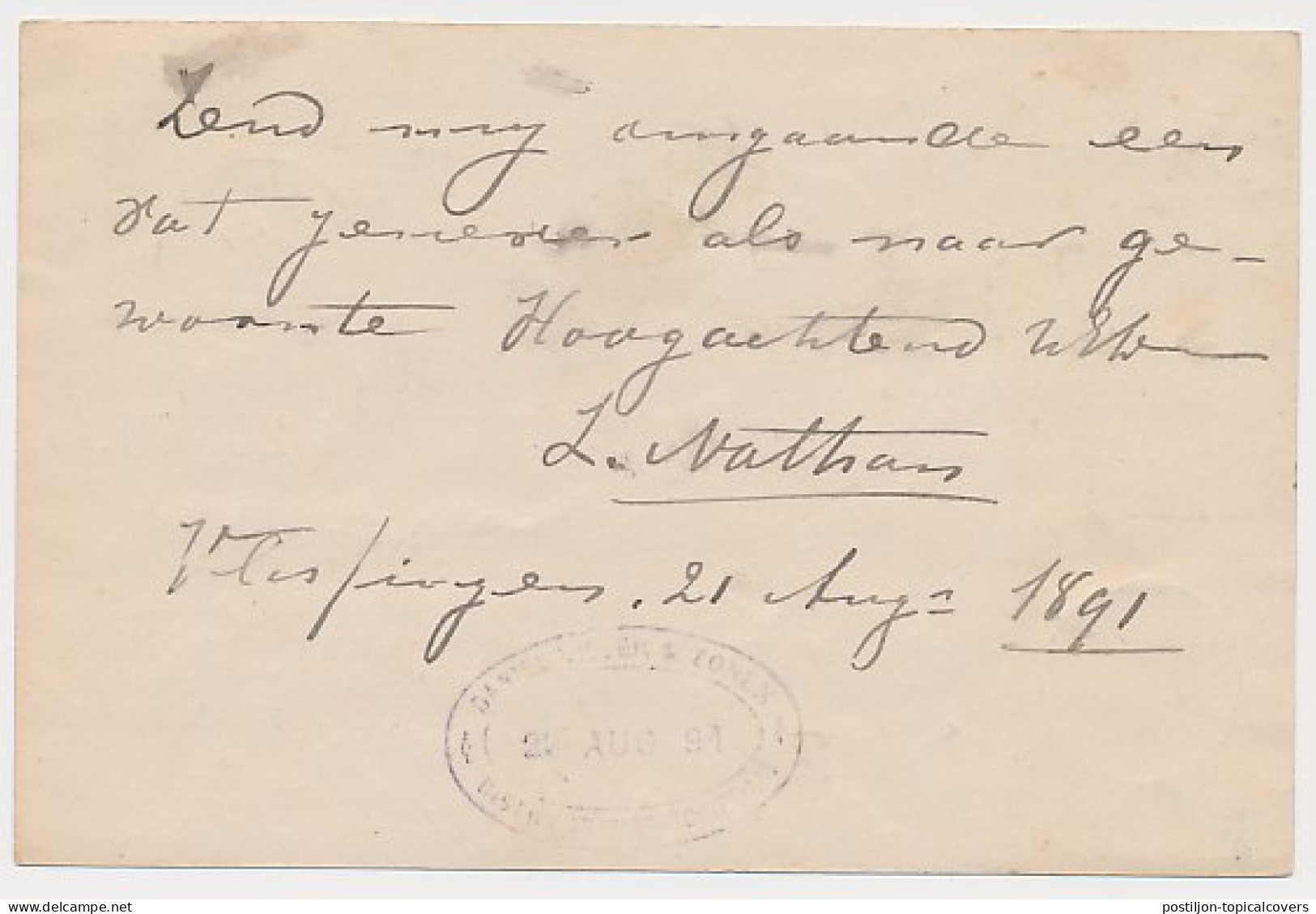 Trein Kleinrondstempel Rotterdam - Vlissingen V 1891 - Cartas & Documentos
