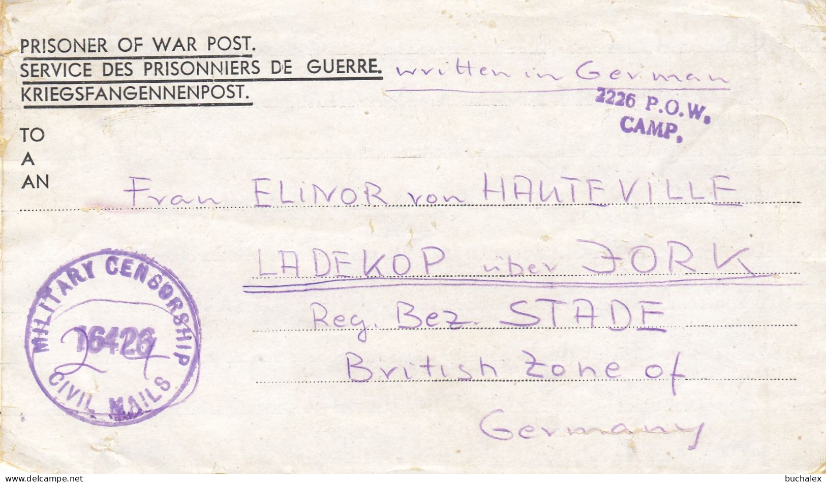 Kriegsgefangenenpost Flieger-Oberstabsingenieur 1946 Von Zedelgem Nach Ladekop - Correos De Prisioneros De Guerra