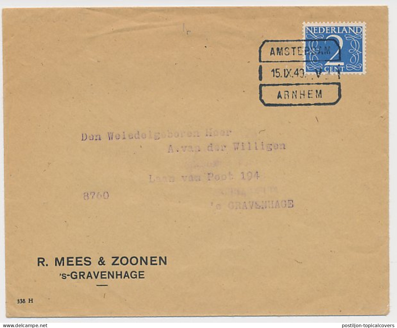 Treinblokstempel : Amsterdam - Arnhem V 1949 - Unclassified