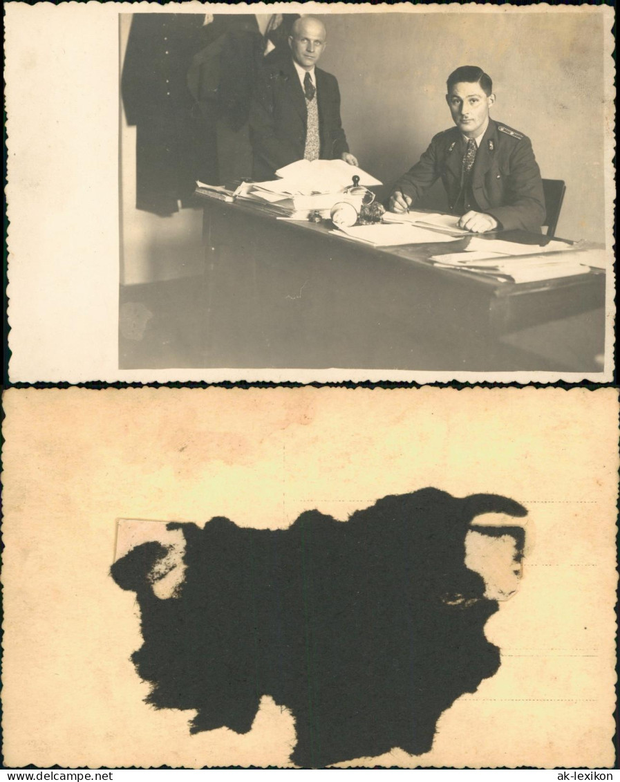 Foto  Berufe Männer Uniform Am Schreibtisch 1932 Privatfoto - Unclassified