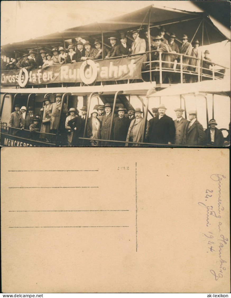 Ansichtskarte Hamburg Hafen Schiff Hafenrundfahrt 1924 - Otros & Sin Clasificación
