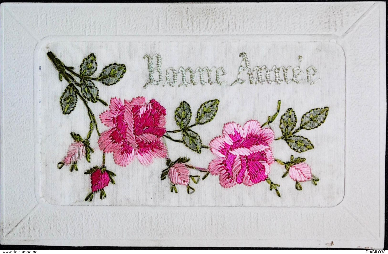 CARTE BRODEE . BONNE ANNEE - Embroidered