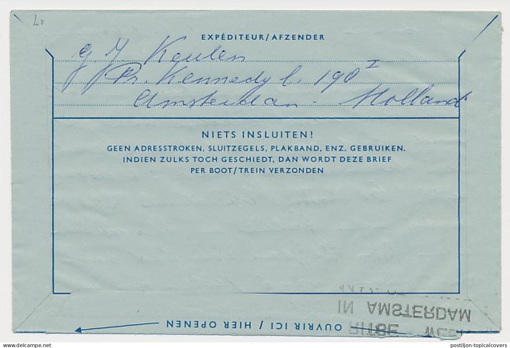 Luchtpostblad G. 17 Amsterdam - Monrovia USA 1965 - Postwaardestukken