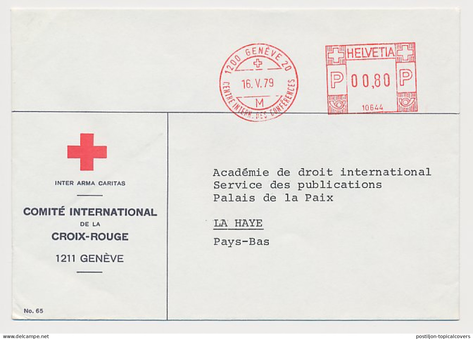 Meter Cover Switzerland 1979 International Committee Of The Red Cross - Croix-Rouge