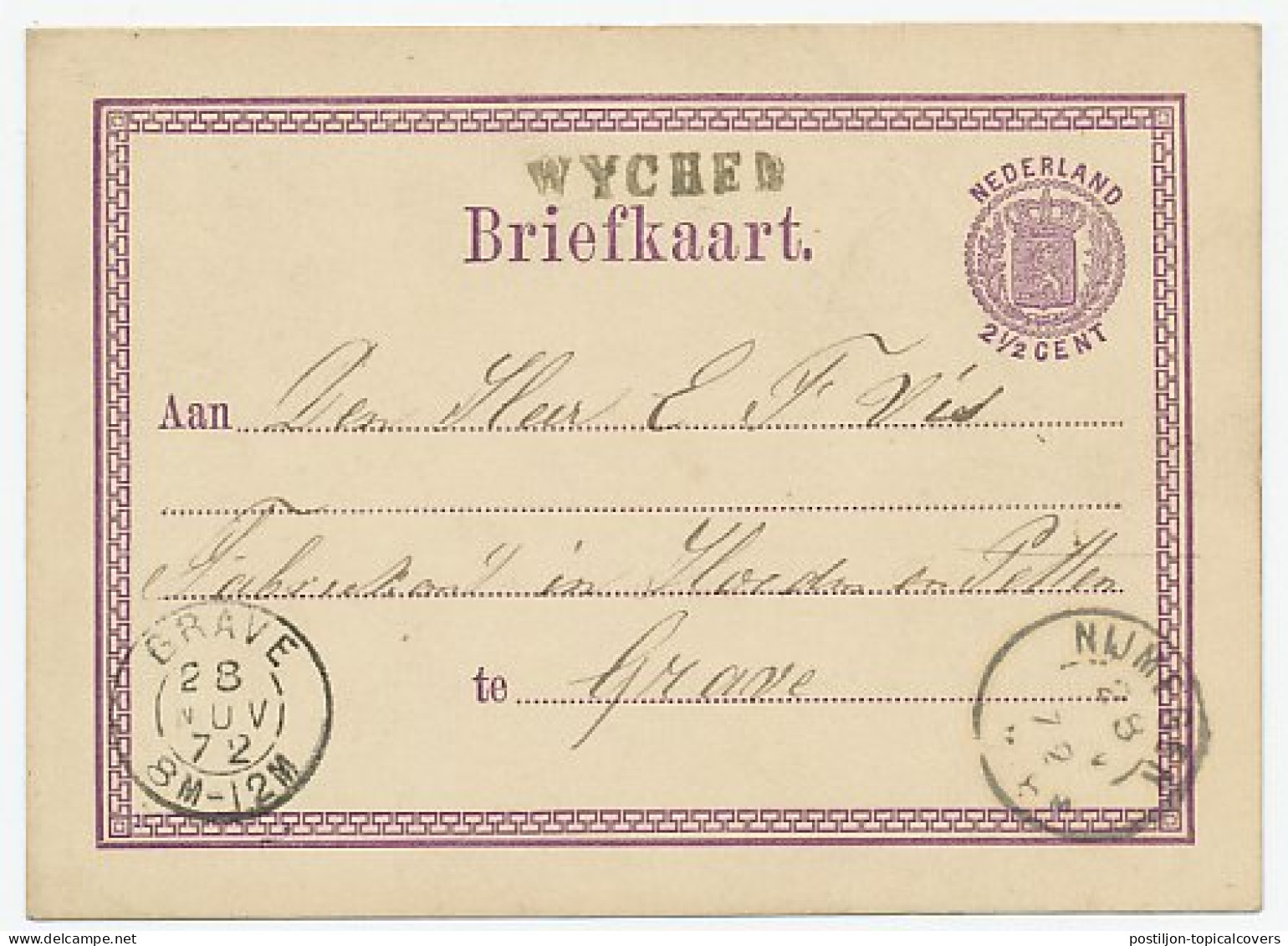 Naamstempel Wychen 1872 - Brieven En Documenten