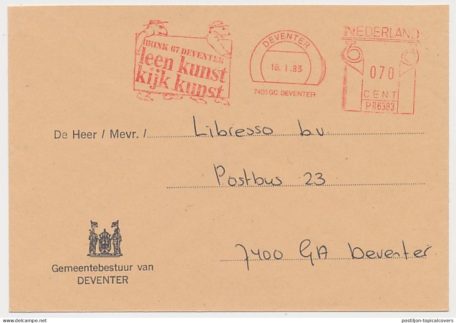 Meter Cover Netherlands 1983 Borrow Art - View Art - Other & Unclassified