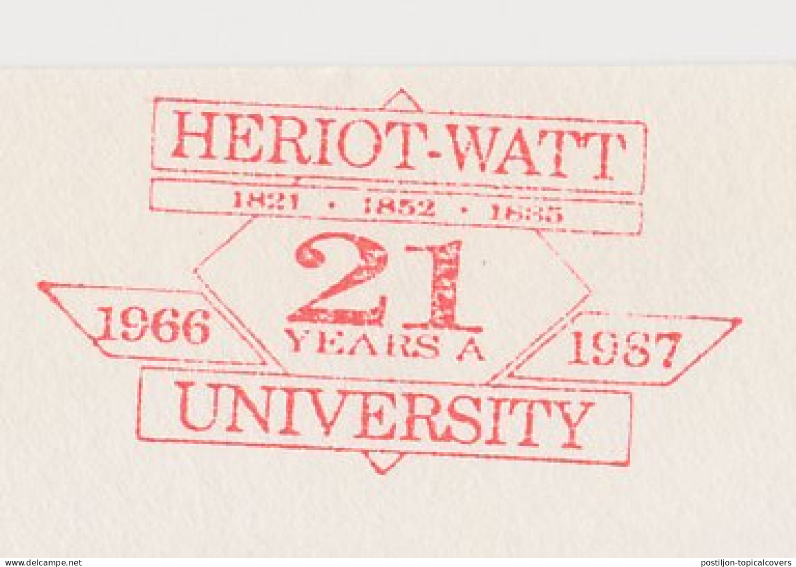 Meter Cover GB / UK 1987 University Heriot -Watt Edinburgh - Sin Clasificación