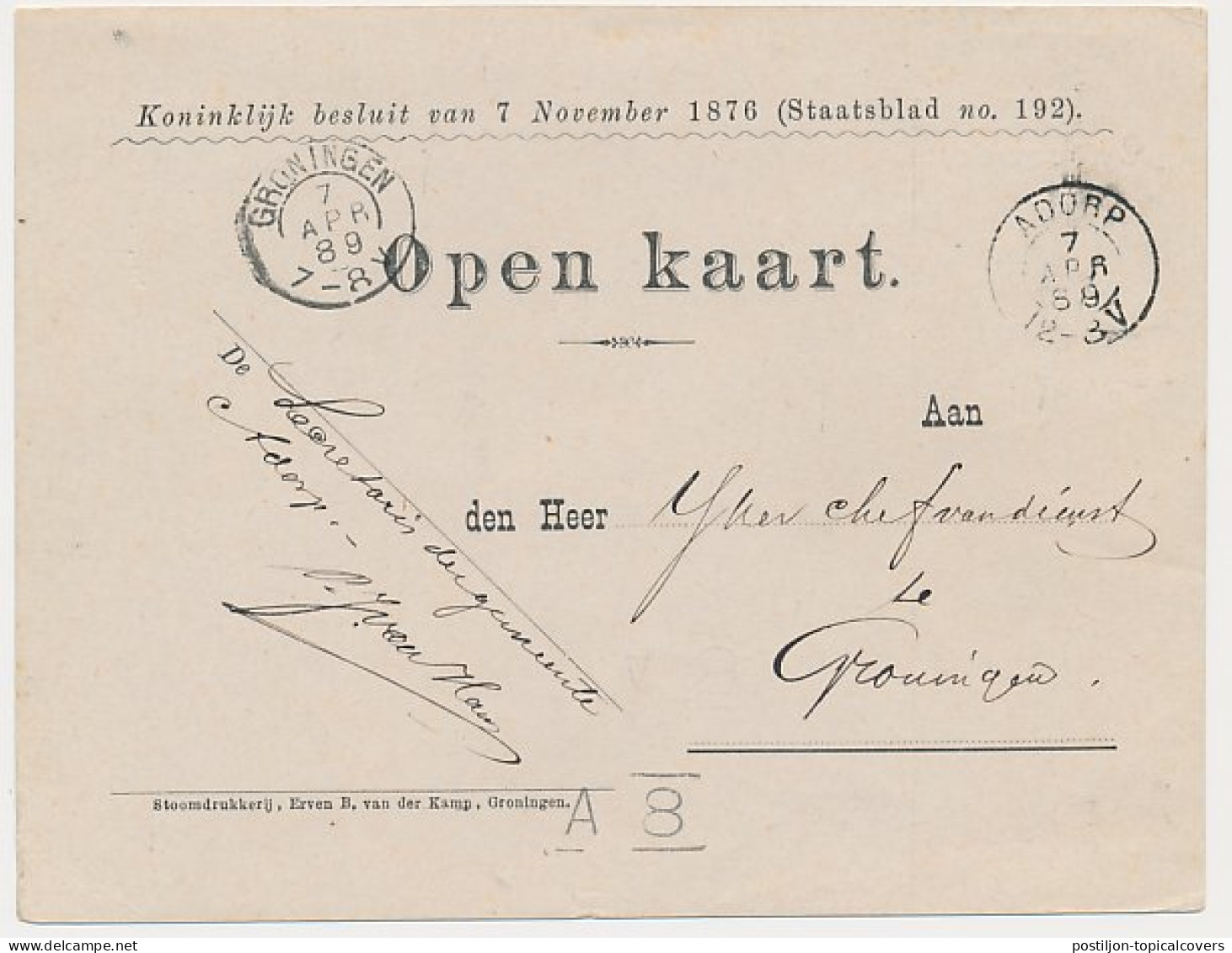 Kleinrondstempel Adorp 1889 - Ohne Zuordnung