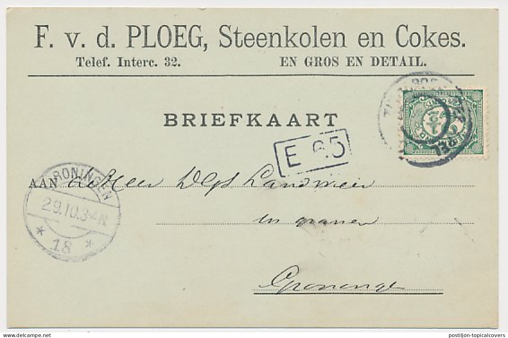 Firma Briefkaart Veendam 1910 - Steenkolen - Cokes  - Non Classificati